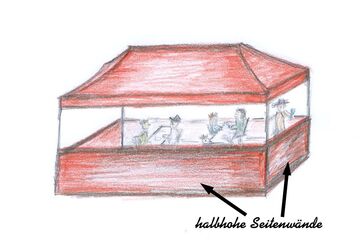 Zeichnung Catering-Zelt mit halber Seitenwand